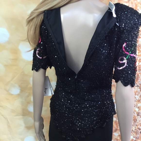 Vintage Laurence Kazar Sequin New Years Top  Sz L - Picture 6 of 8